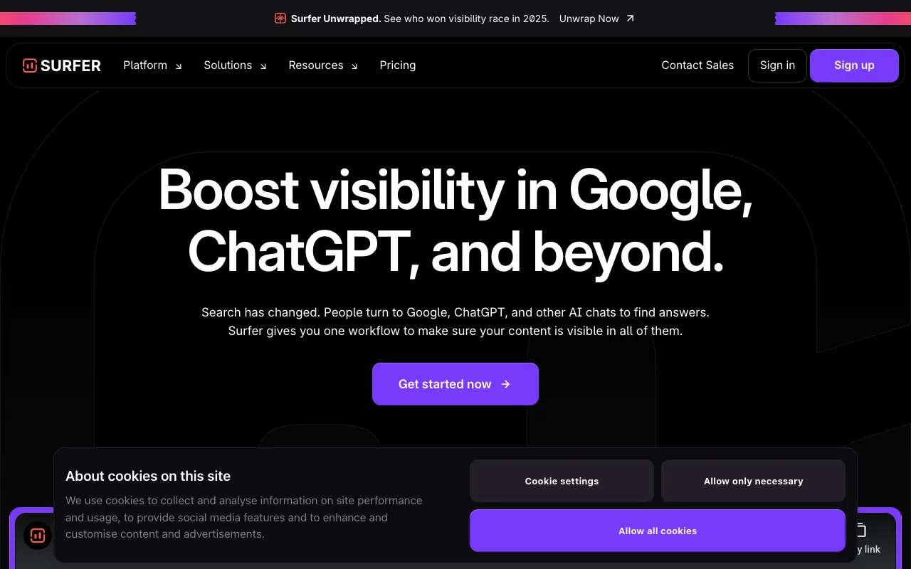 Image of Surfer SEO – Best AI Content Editor & Optimization Tool for Content Marketers
