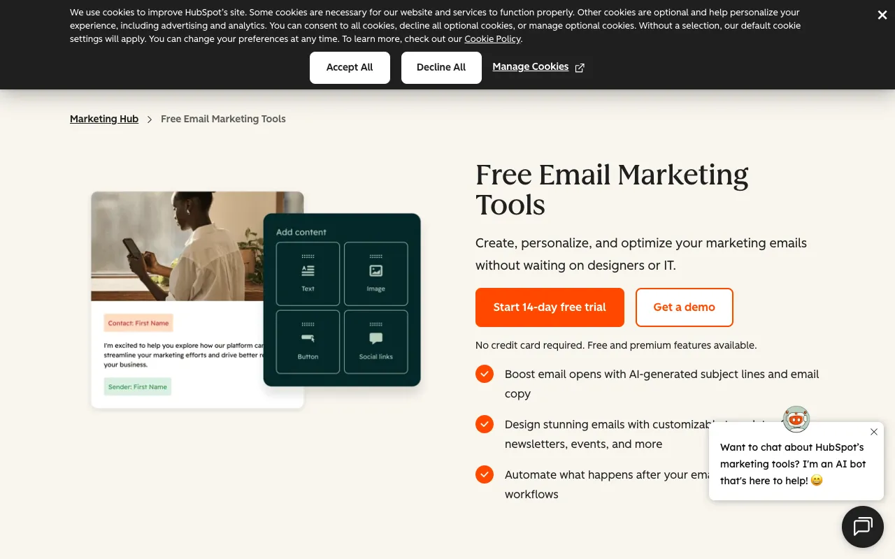 Image of HubSpot – The Best Free Email Marketing Tool for CRM Integration