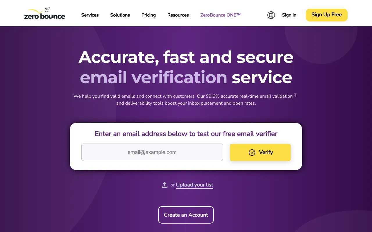 Image of ZeroBounce – Il Miglior Strumento di Validazione Email e Pulizia Liste per i Marketer
