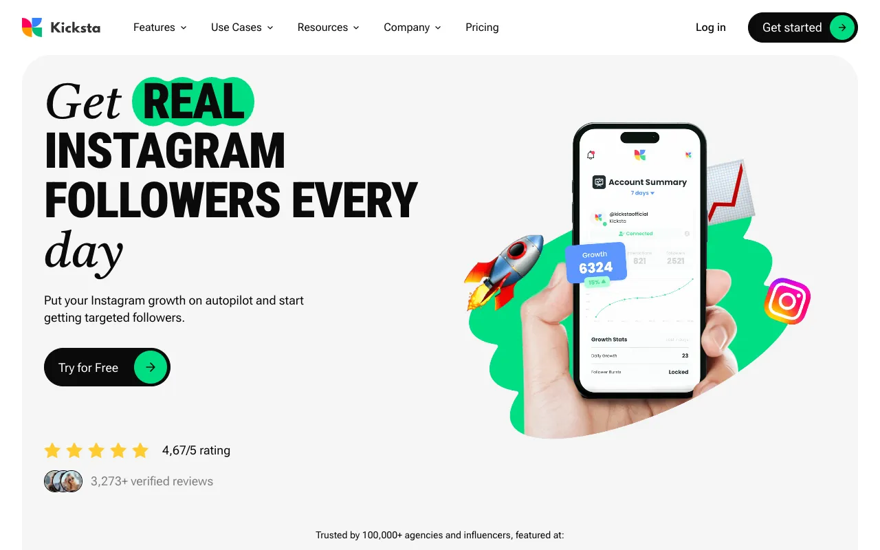 Image of Kicksta – インフルエンサーのための最高のInstagramフォロワー増加サービス