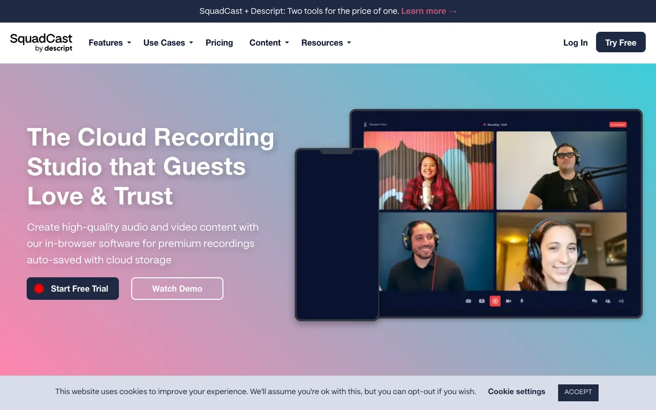 Image of SquadCast – The Best Remote Recording Platform for Podcasters
