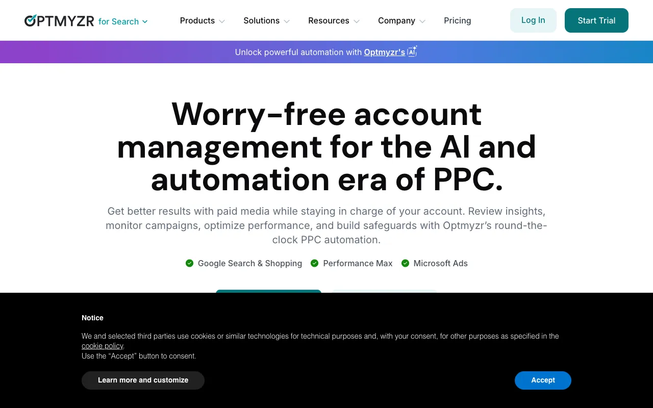 Image of Optmyzr – The Premier PPC Management Platform for Google & Microsoft Ads