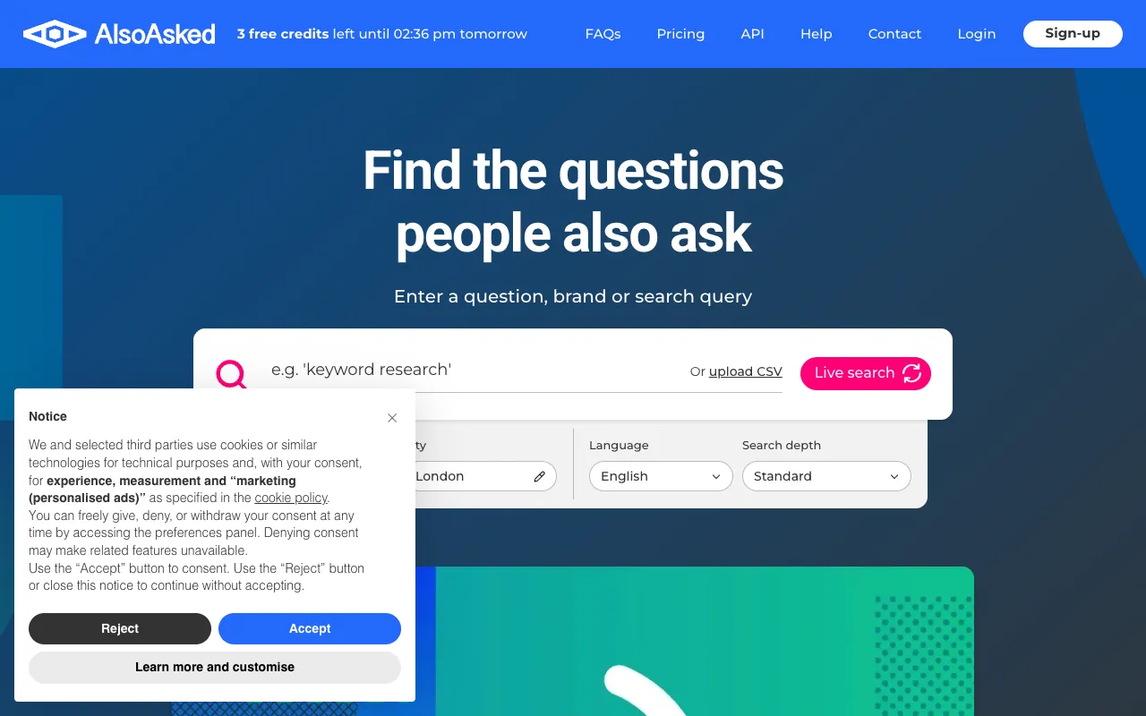 Image of AlsoAsked – The Best SEO Tool for 'People Also Ask' Research