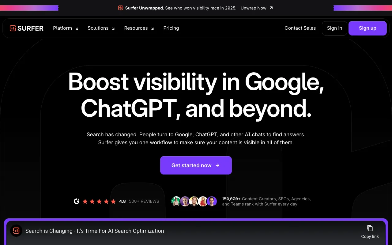 Image of Surfer SEO – The Ultimate Content Intelligence Platform for SEO Specialists