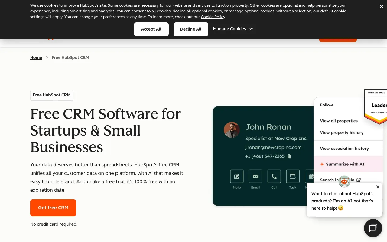 Image of HubSpot CRM – The Essential Free CRM for Startup Founders