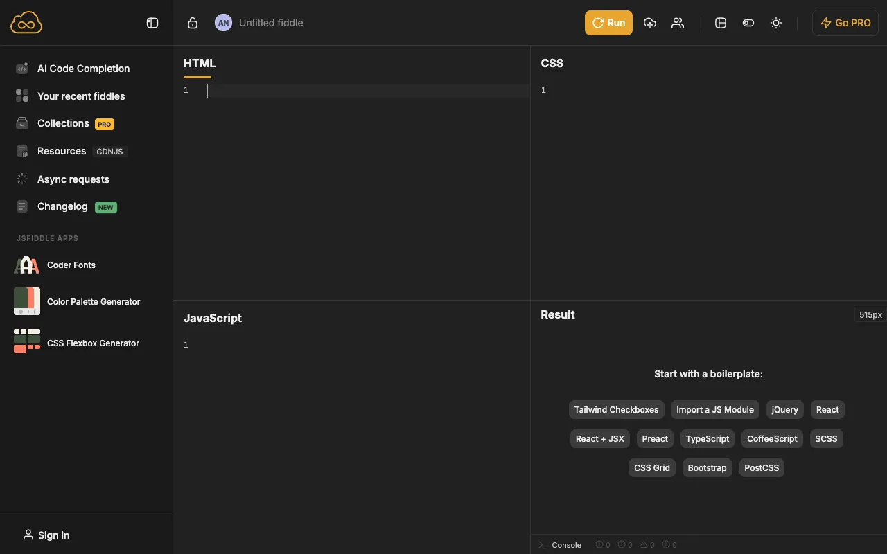 Image of JSFiddle – The Premier Online Code Playground for Web Developers